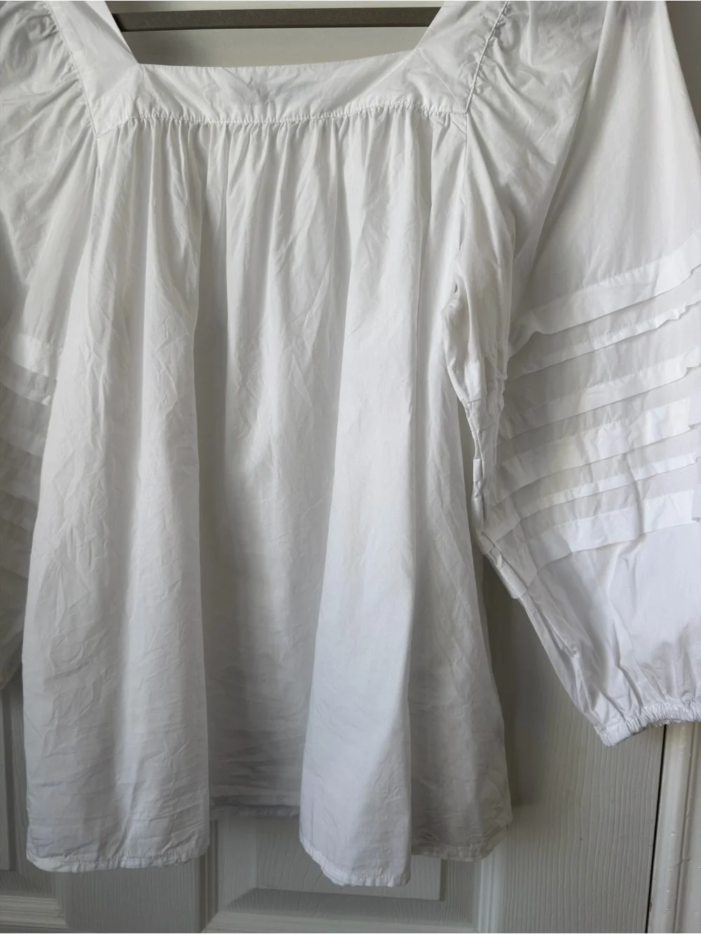 Madewell Clementine White Square Neck Puff Sleeve Poplin Top XS